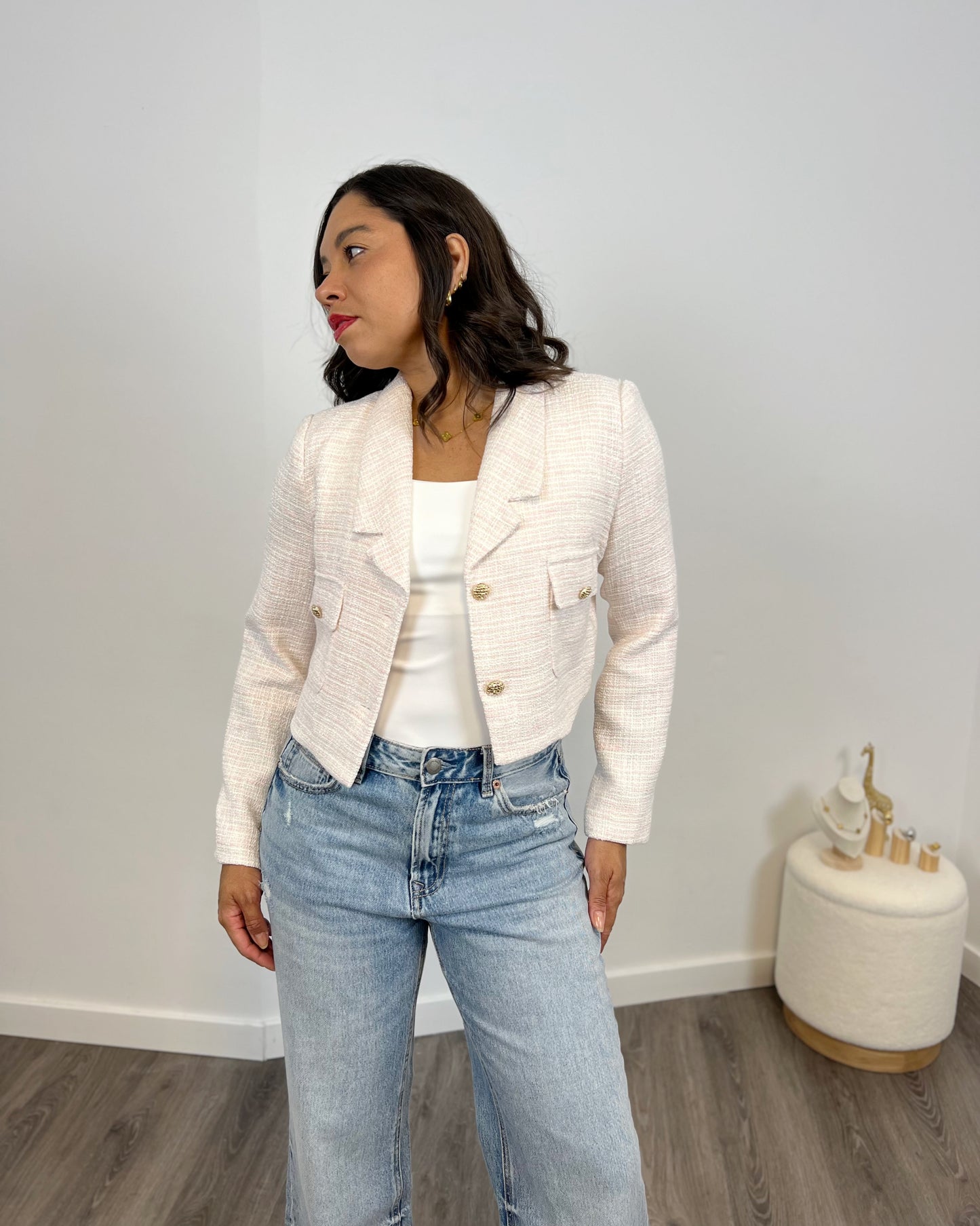 Chaqueta Tweed Rosé