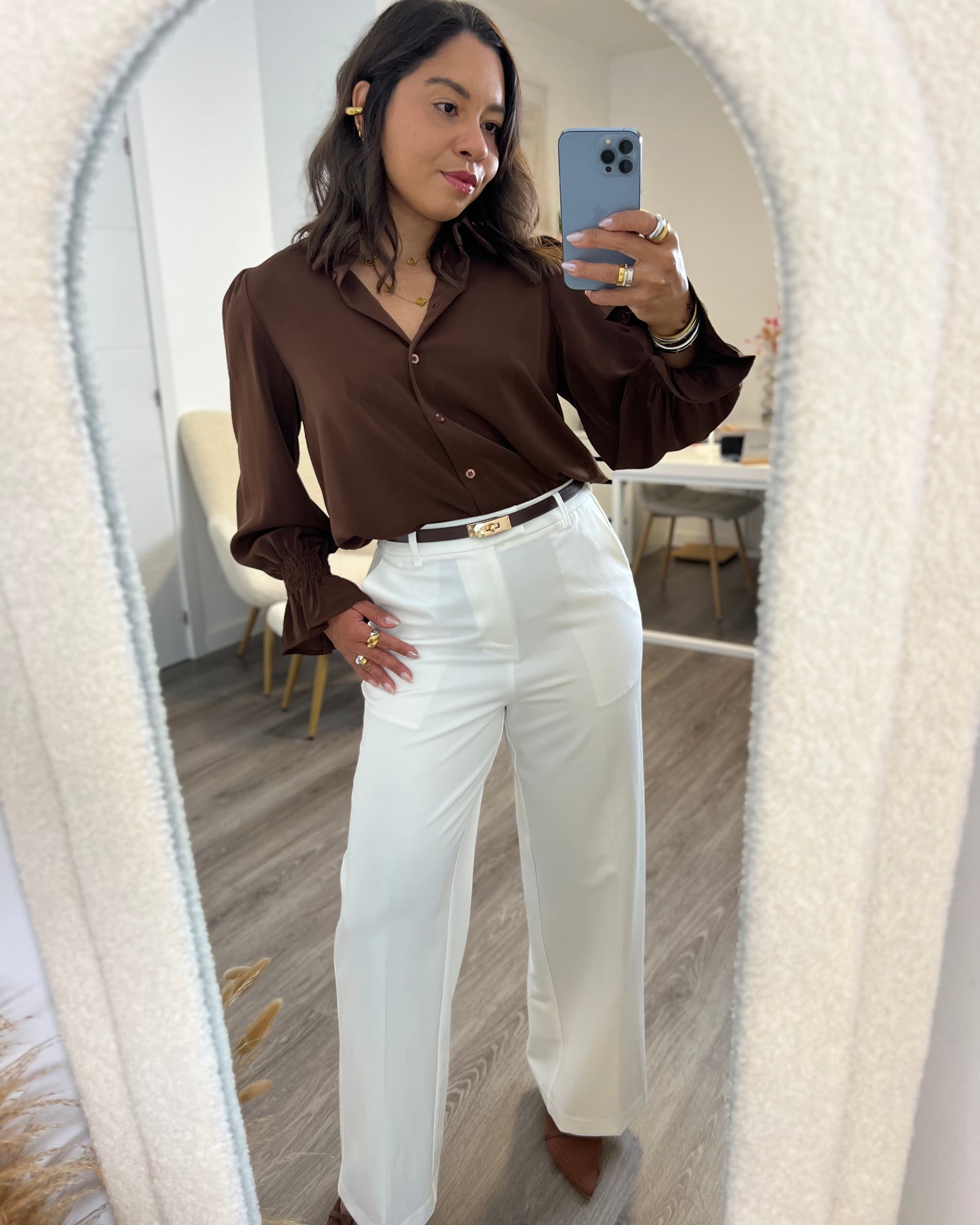 Blusa volante Marrón