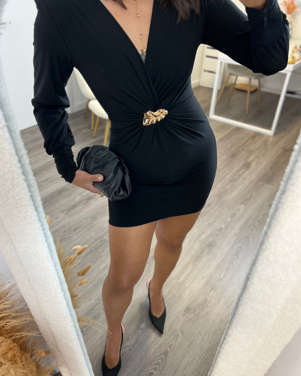 Vestido Hebilla Negro