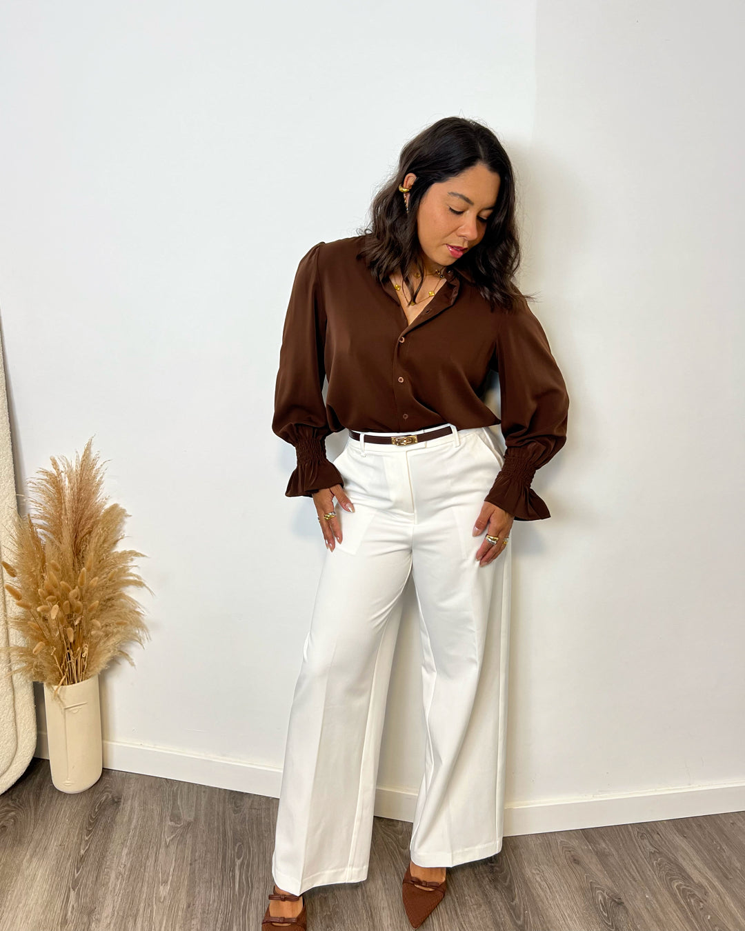 Blusa volante Marrón