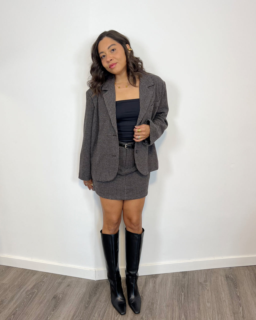 Blazer Cuadros Gris