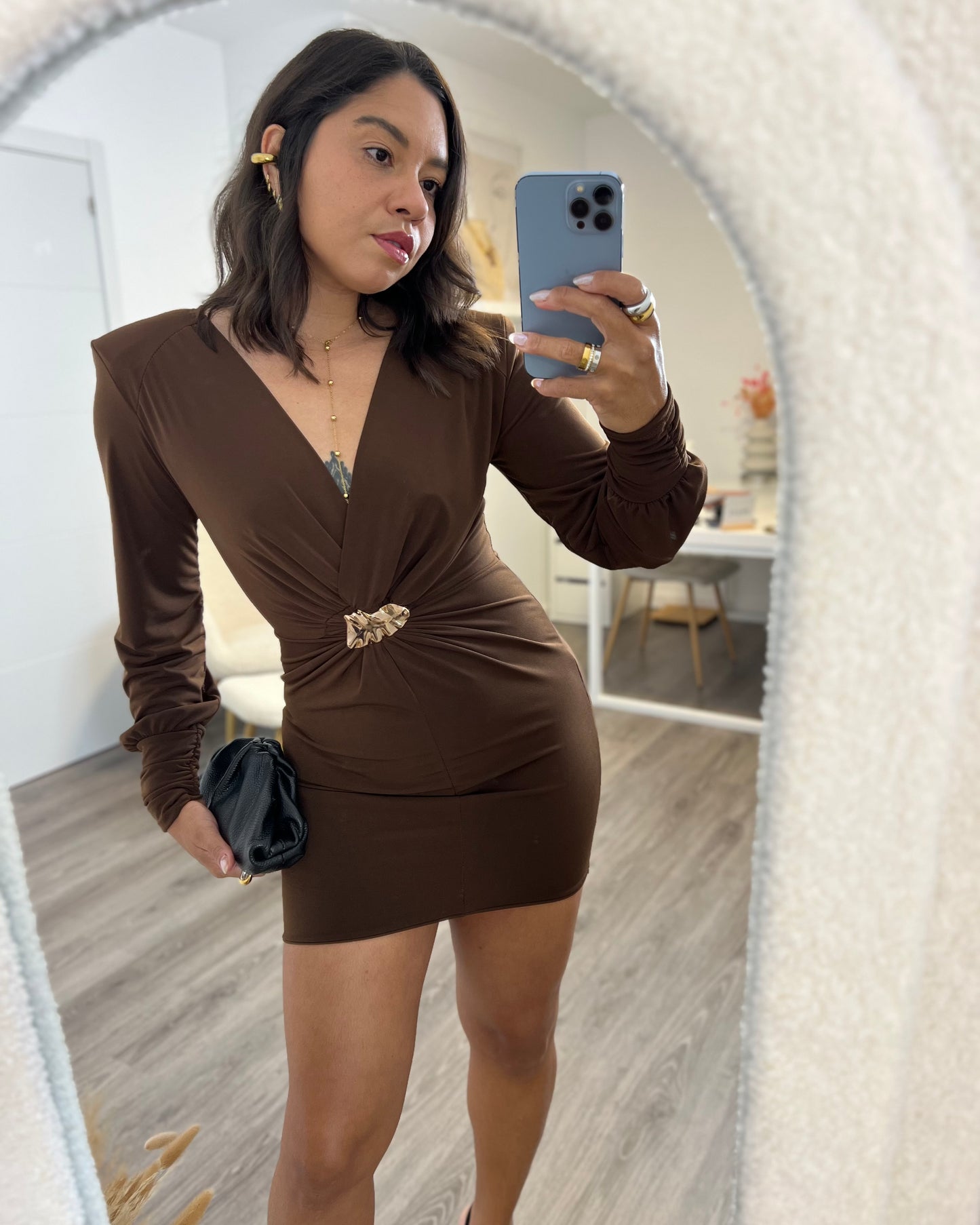 Vestido Hebilla Marrón