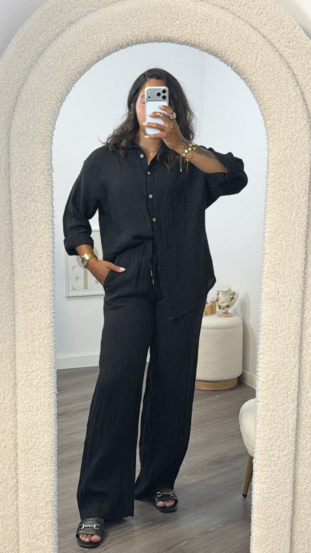 PANTALÓN 100% LINO NEGRO