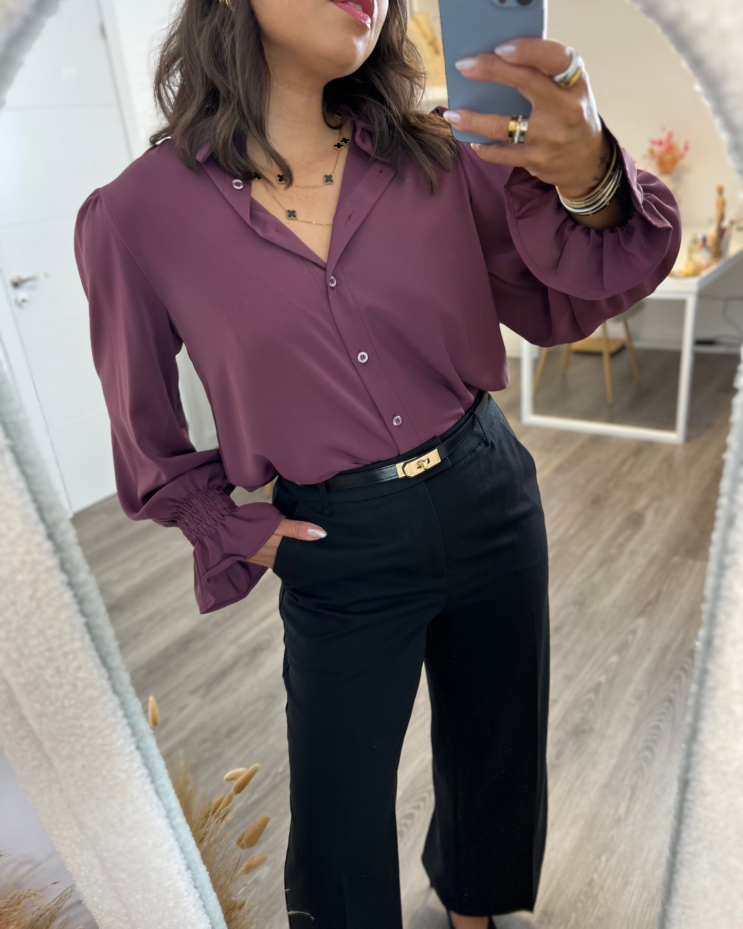 Blusa volante Morado