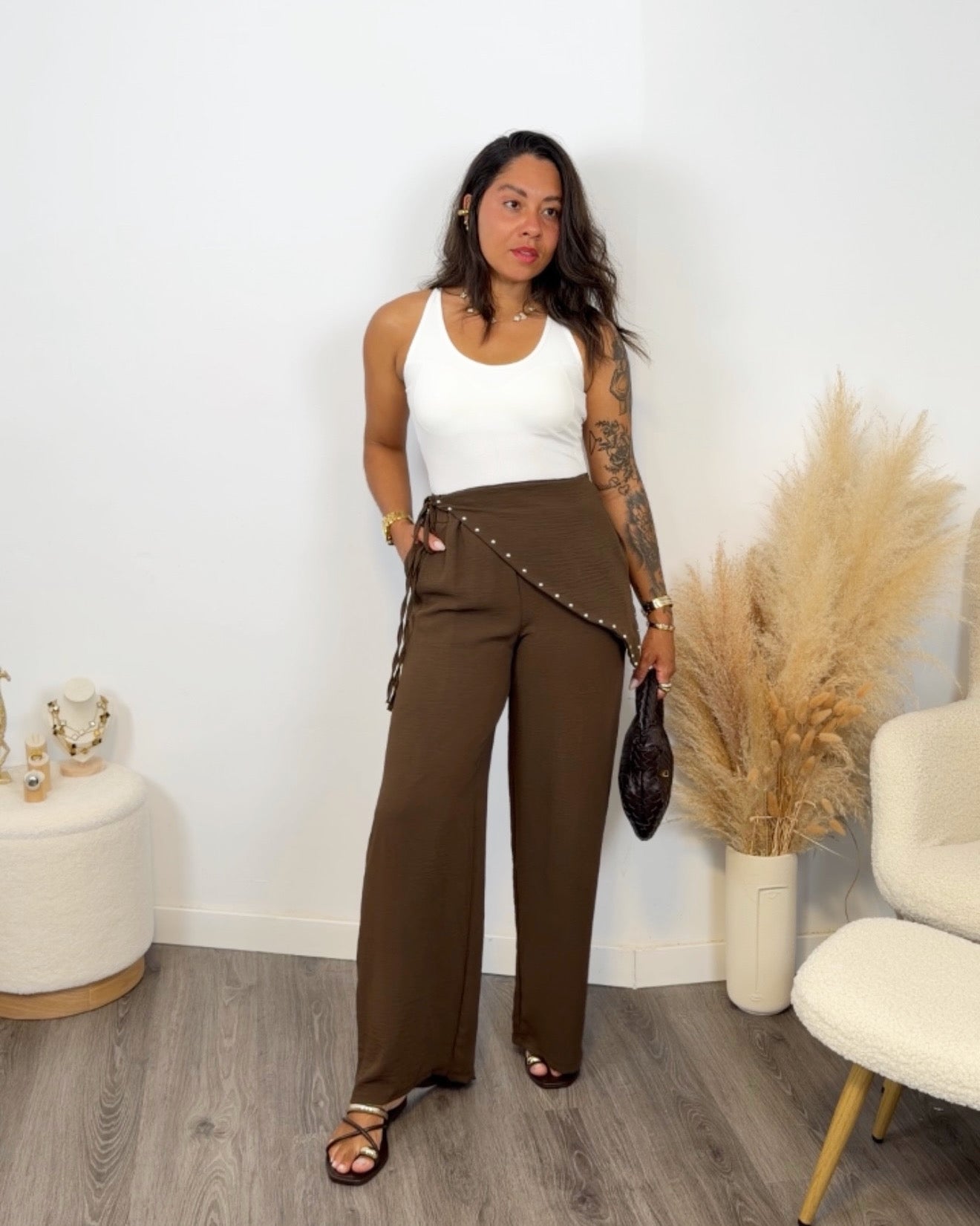PANTALÓN PAÑUELO MARRÓN