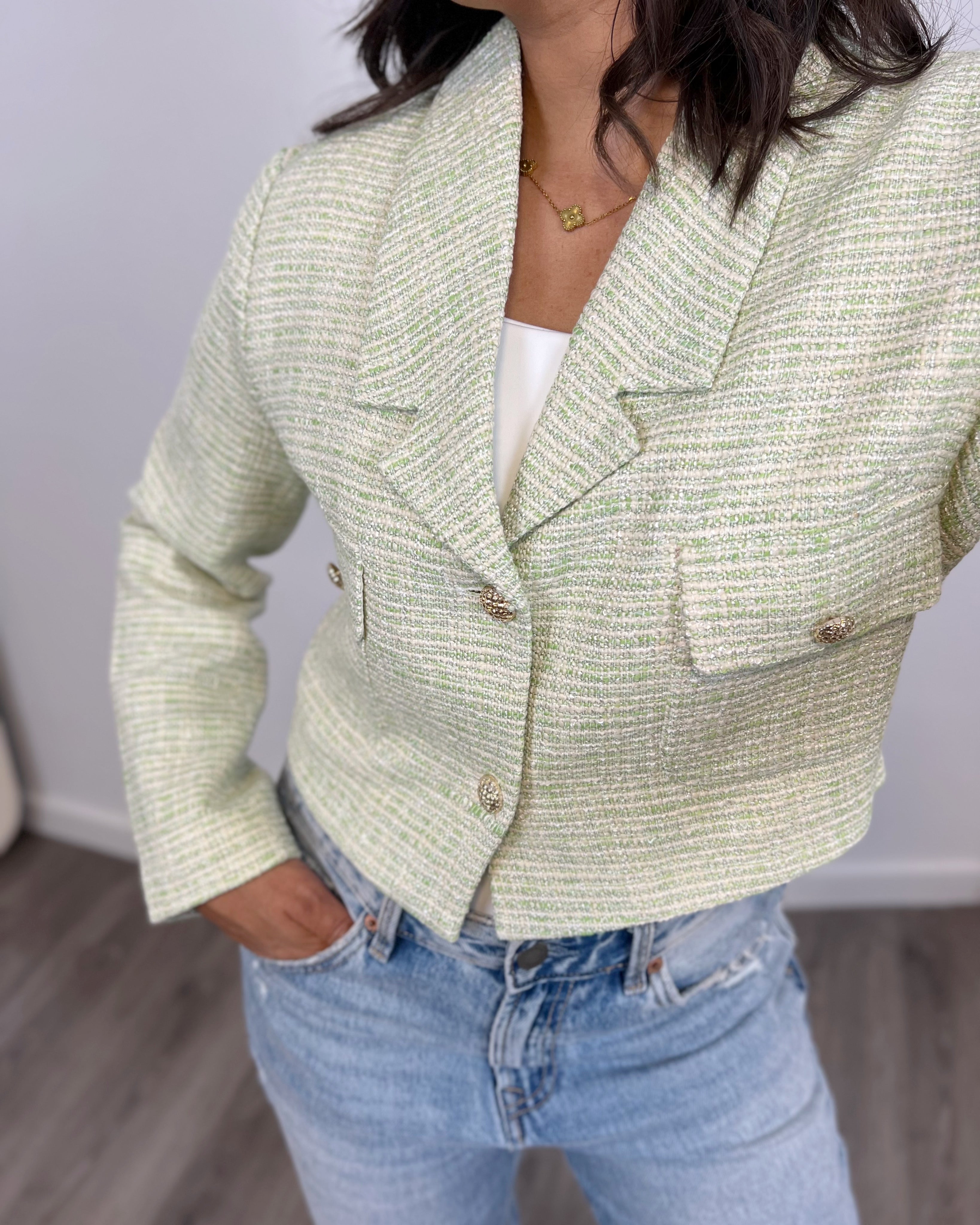 Chaqueta Tweed Green