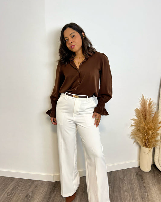 Blusa volante Marrón