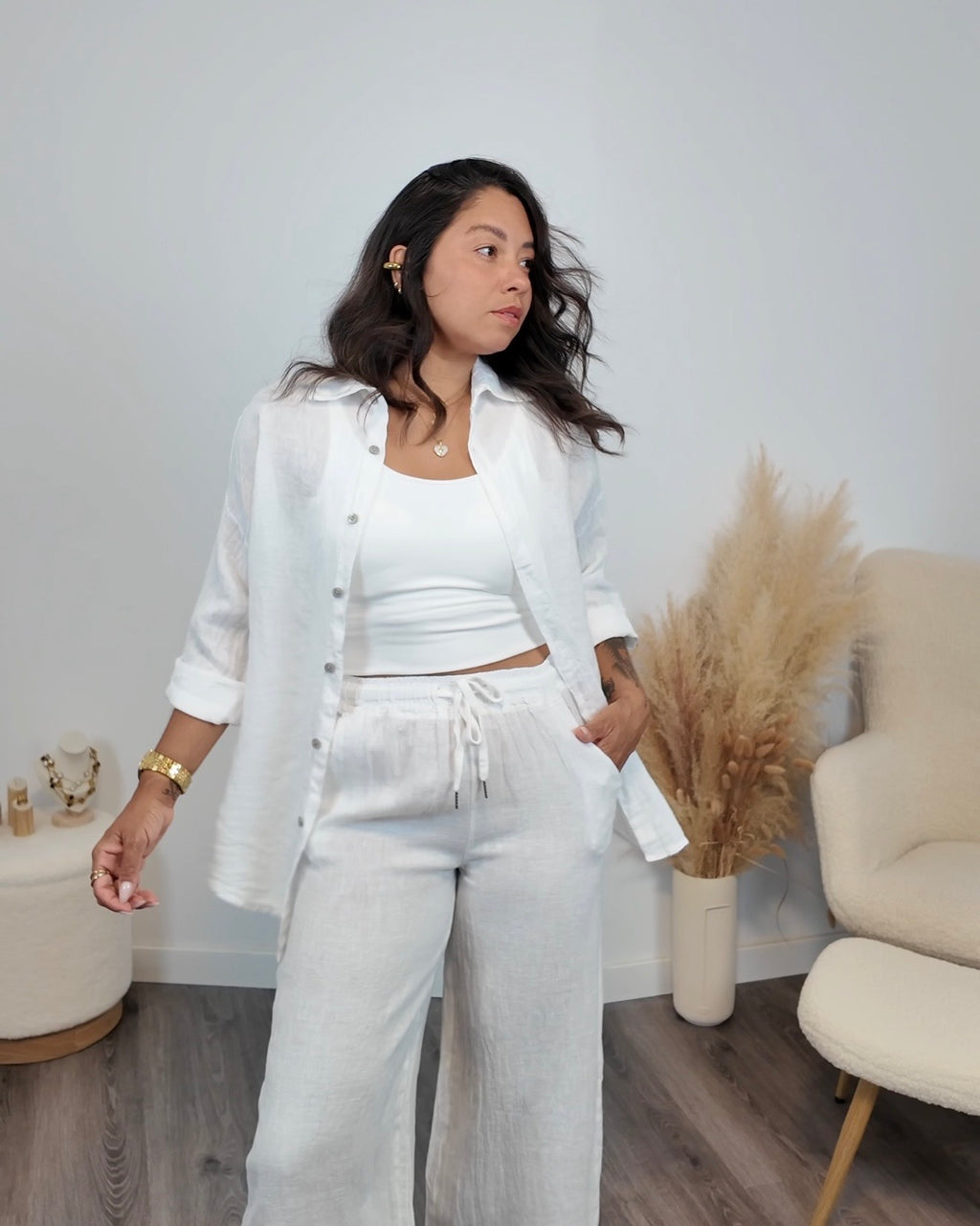 CAMISA 100% LINO BLANCO