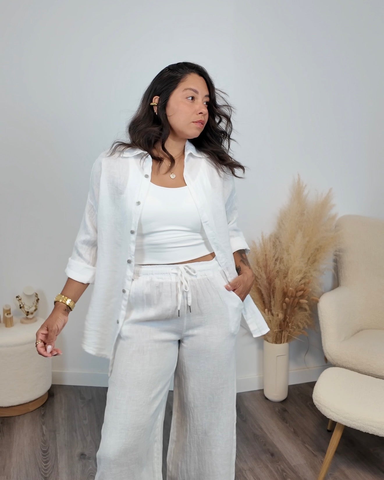 CAMISA 100% LINO BLANCO