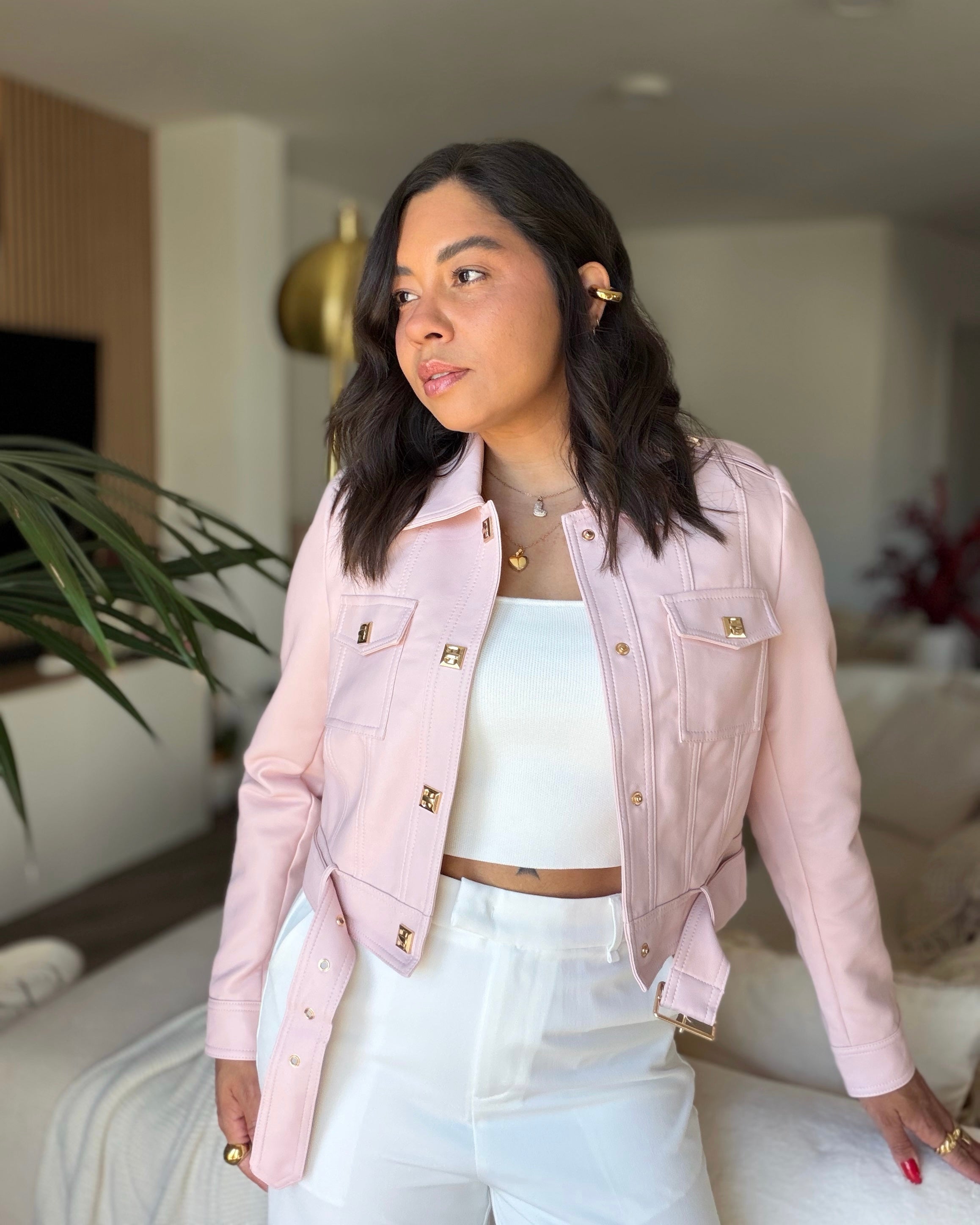 CAZADORA NOUVELLE CUIR ROSÉ