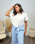 CAMISA MANGA CORTA 100% LINO BLANCA