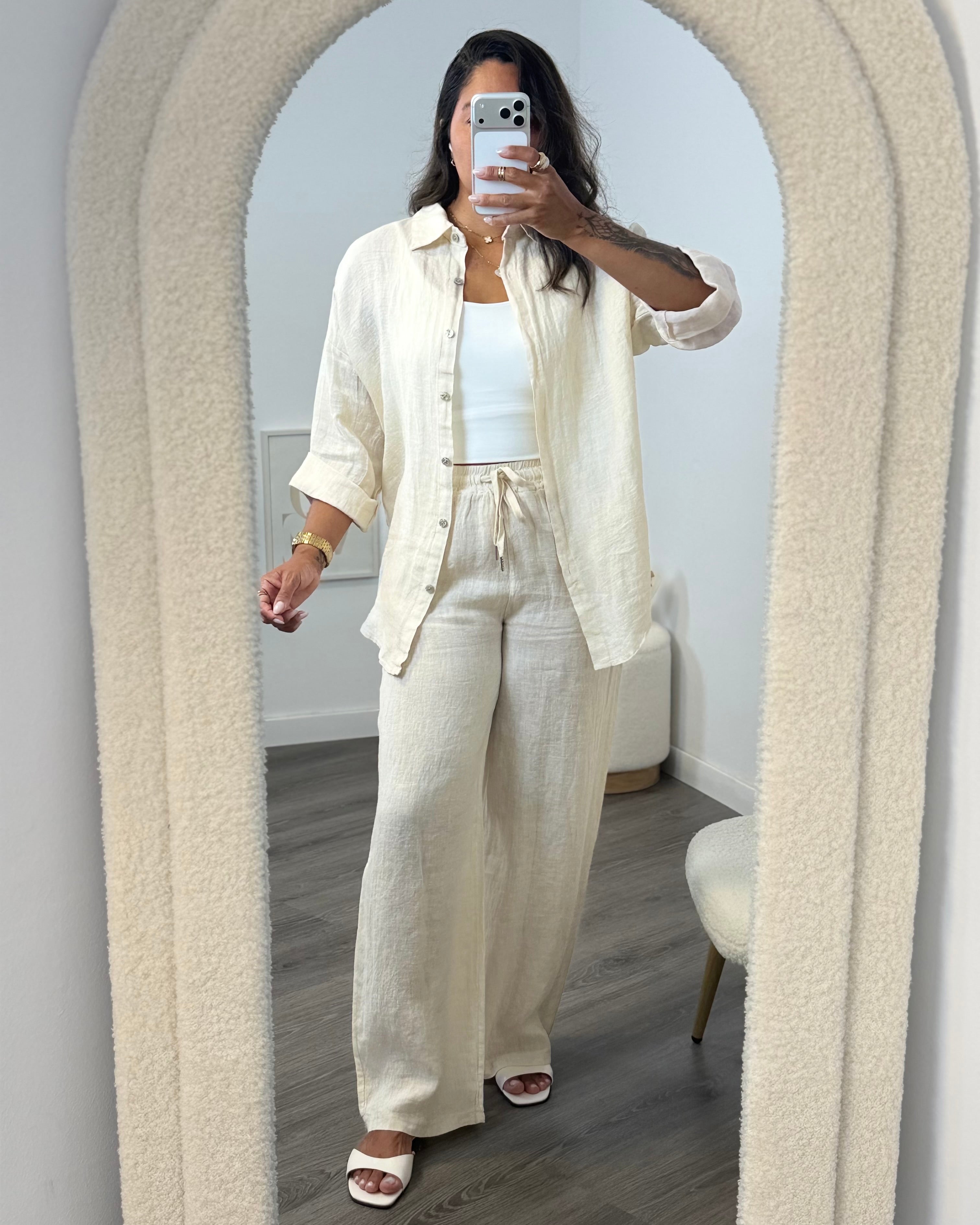 PANTALÓN 100% LINO BEIGE