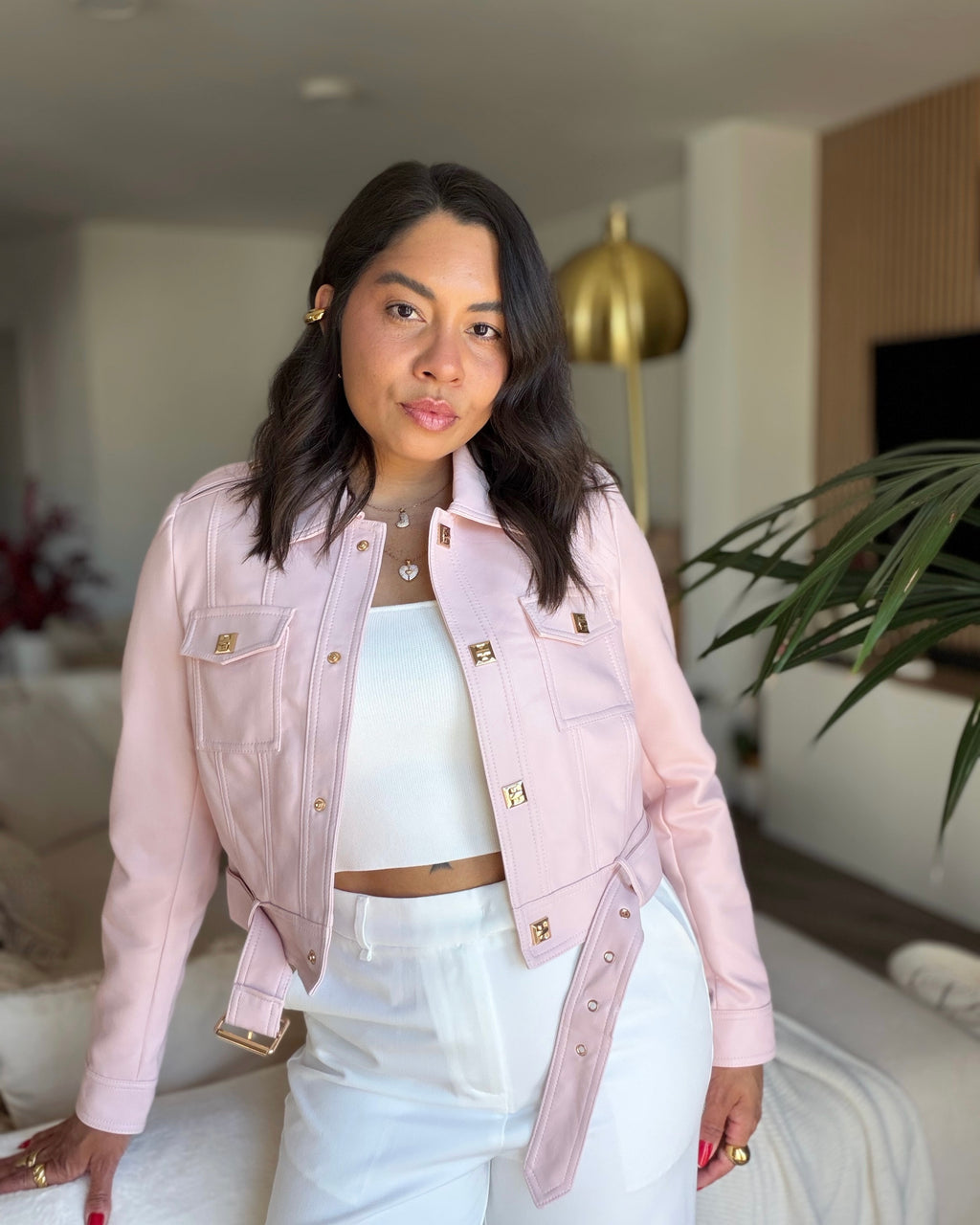 CAZADORA NOUVELLE CUIR ROSÉ
