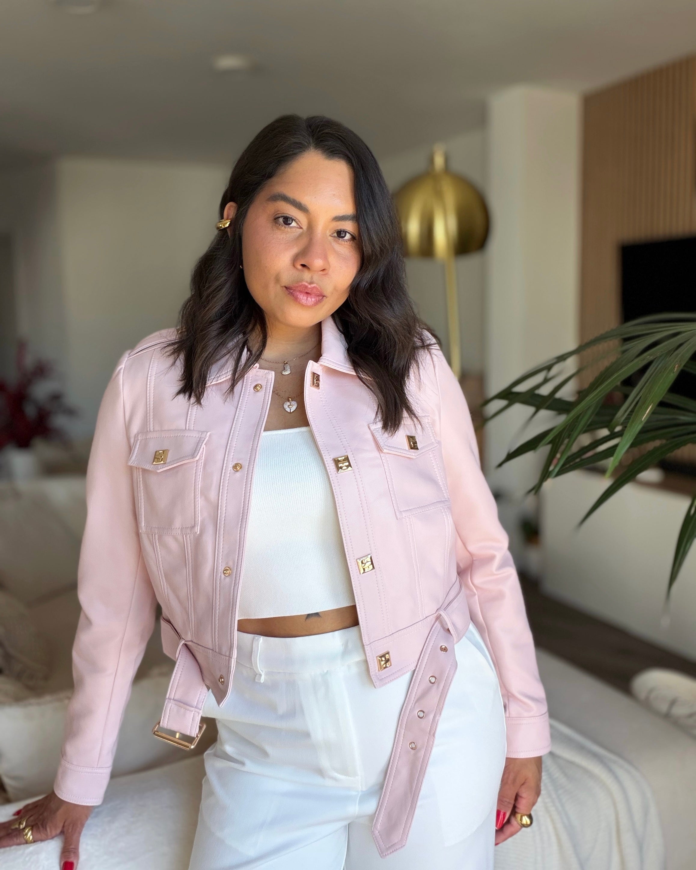 CAZADORA NOUVELLE CUIR ROSÉ