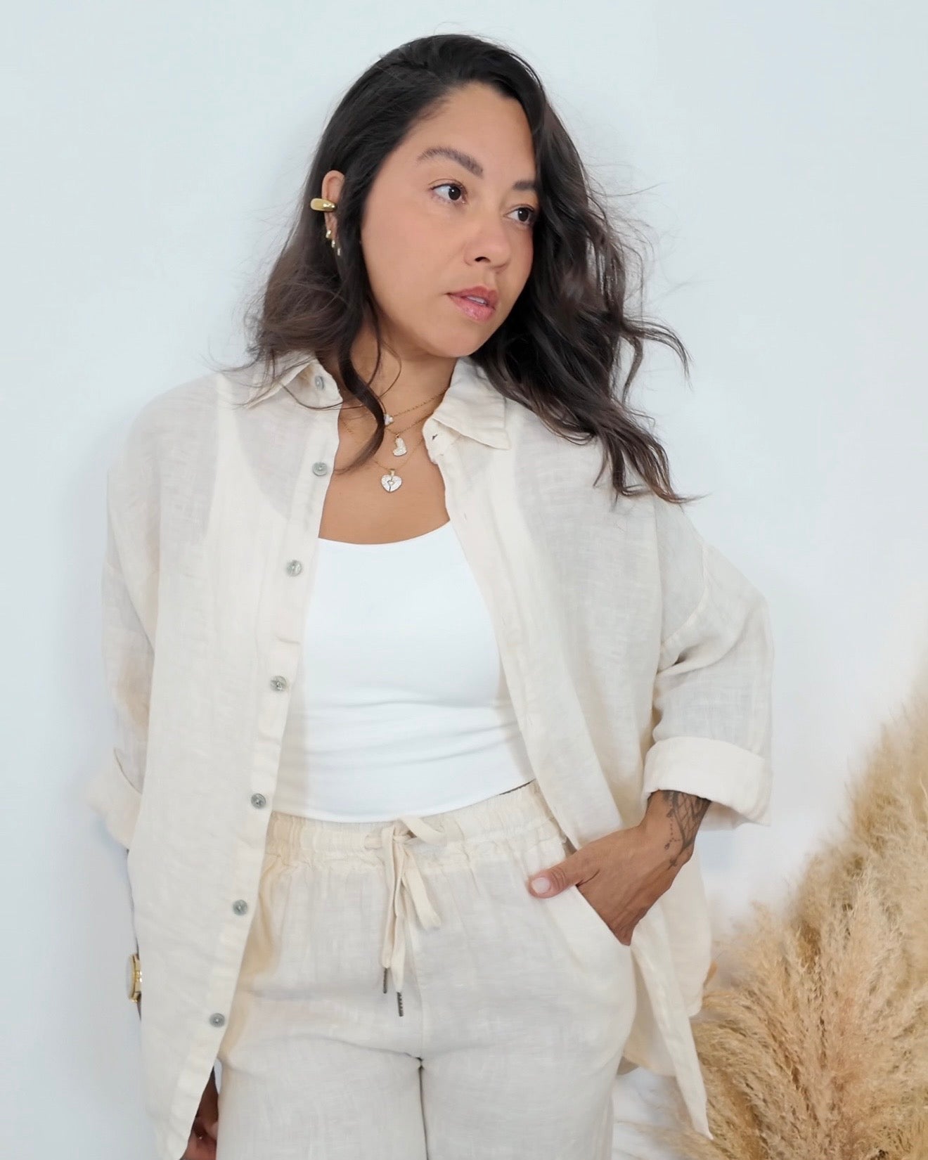 PANTALÓN 100% LINO BEIGE