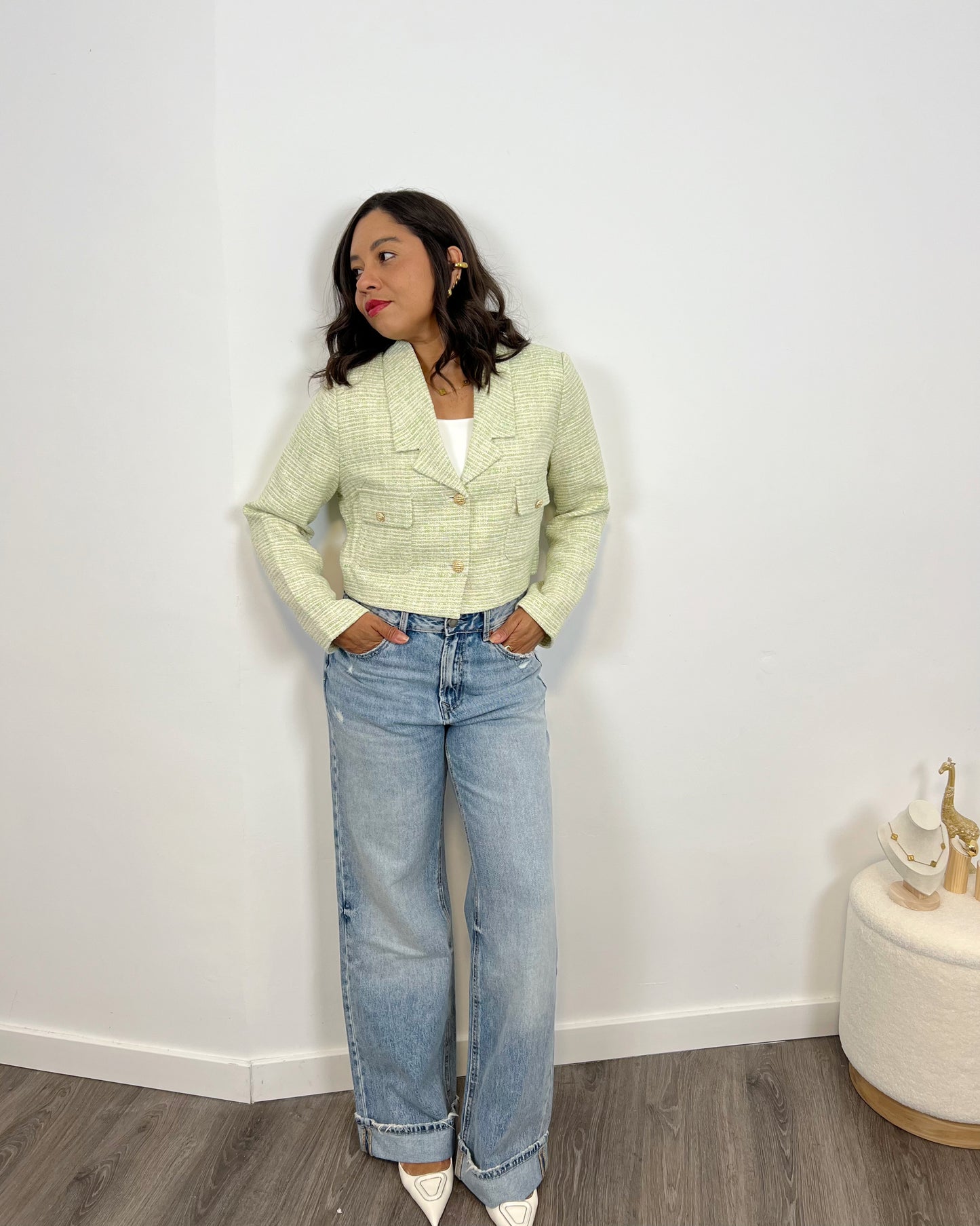 Chaqueta Tweed Green