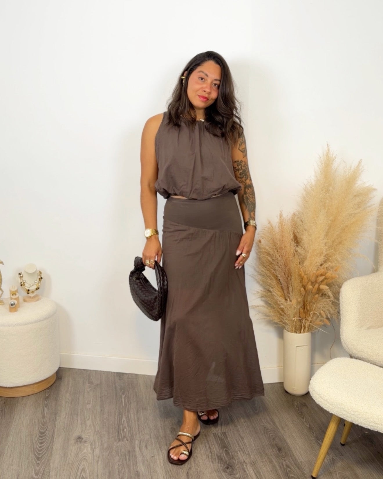 CONJUNTO PERLA MARRÓN