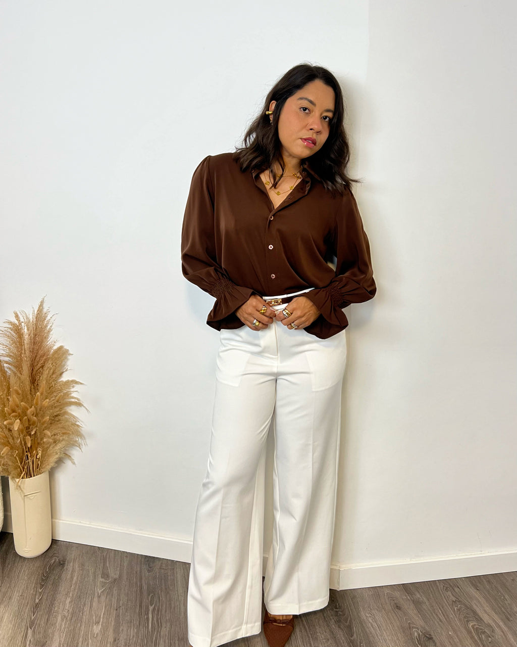 Blusa volante Marrón