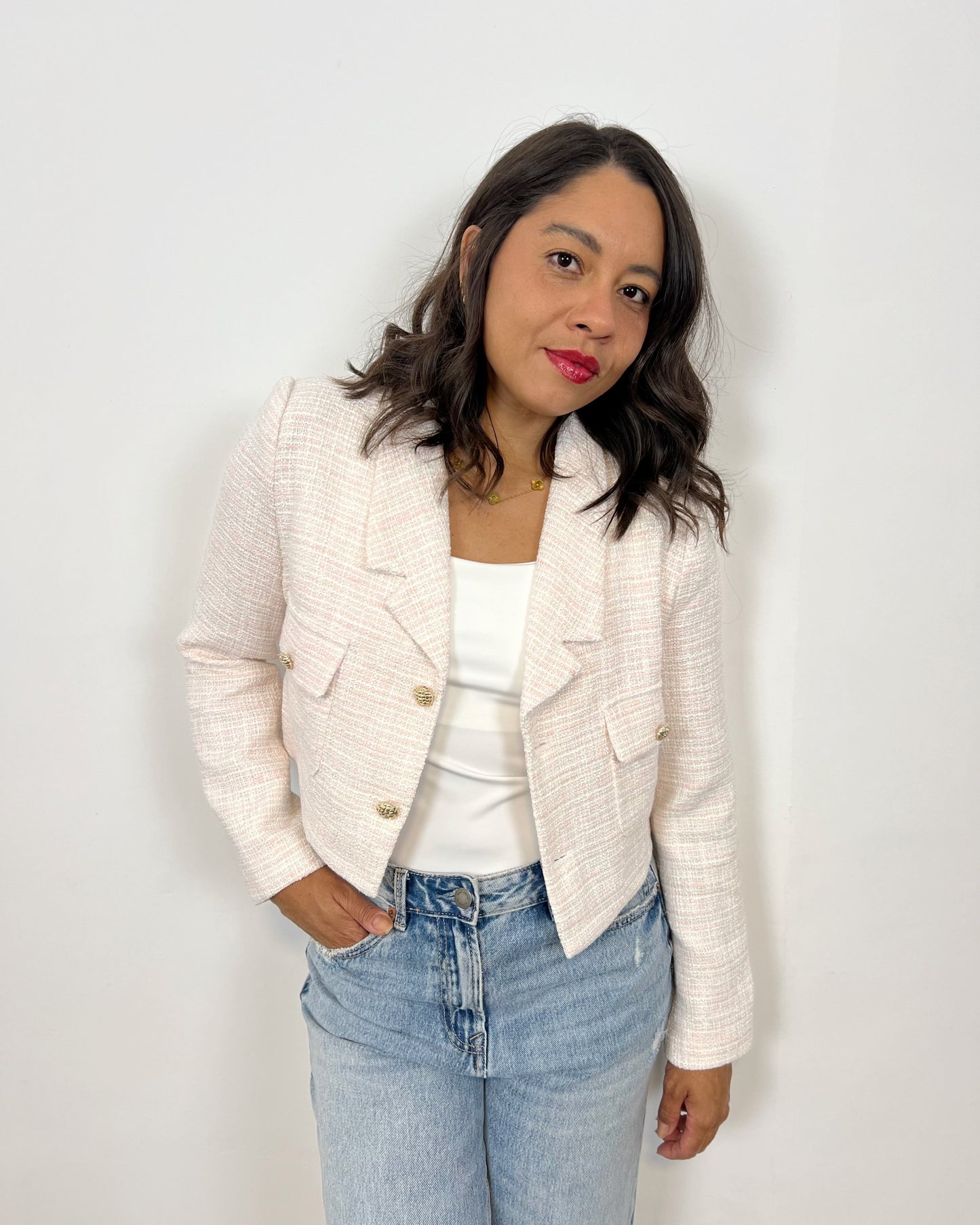 Chaqueta Tweed Rosé
