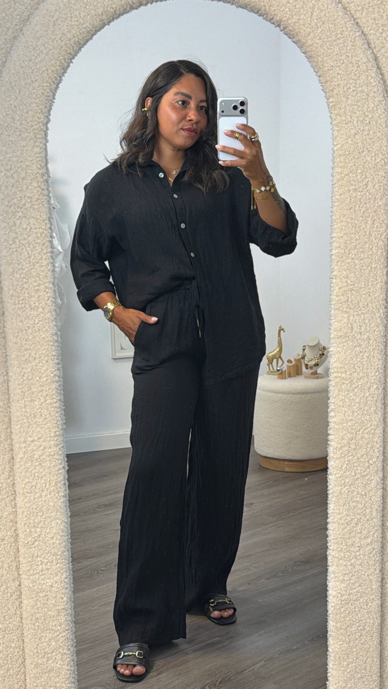 CAMISA 100% LINO NEGRO