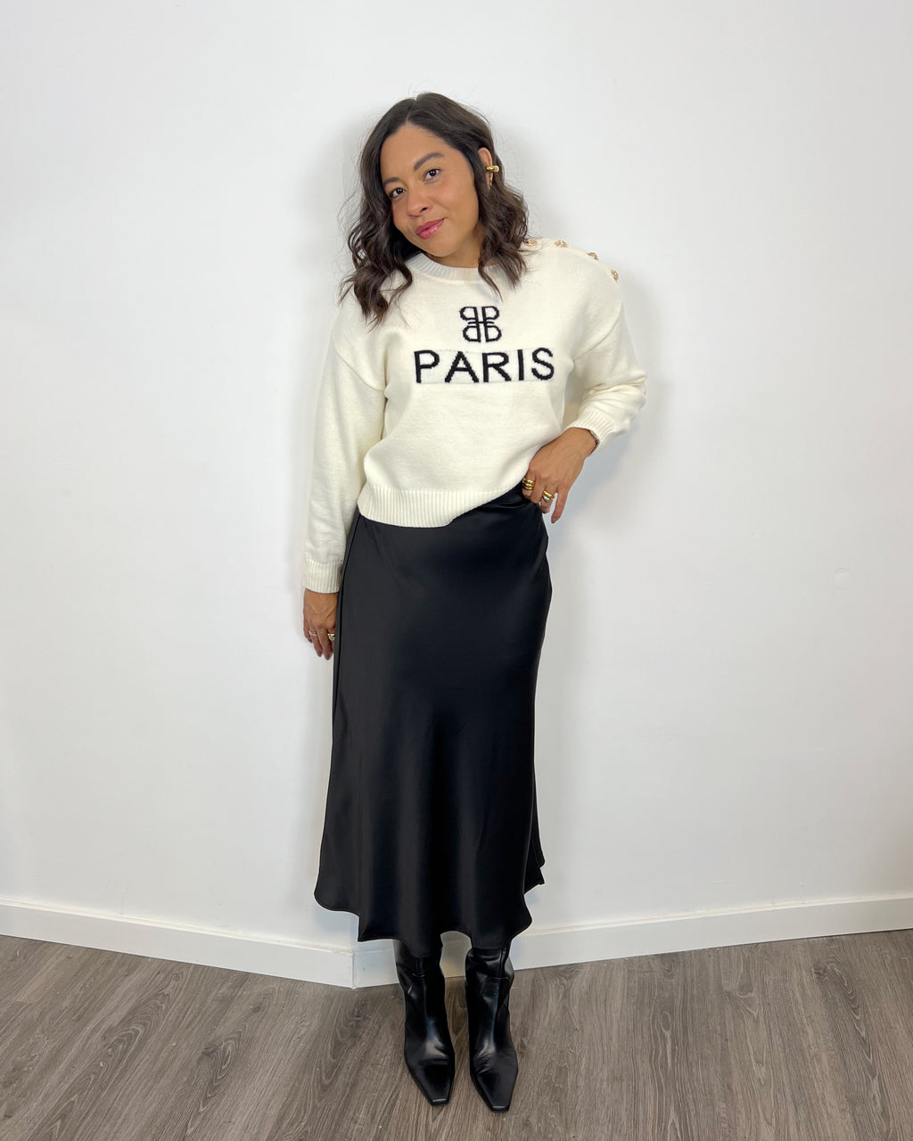 Falda satinada Negra