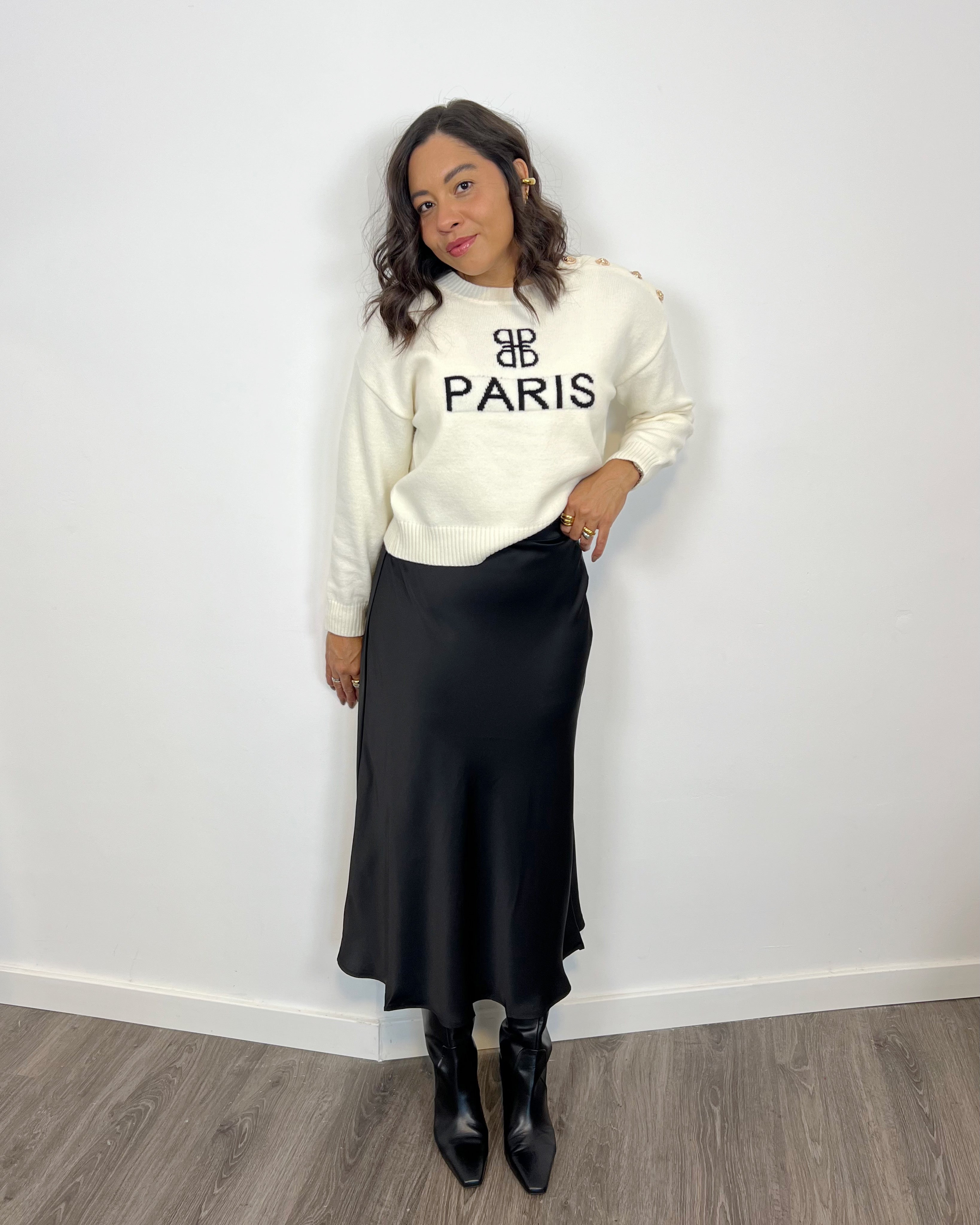 Falda satinada Negra