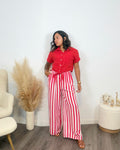 CAMISA MANGA CORTA 100% LINO ROJA