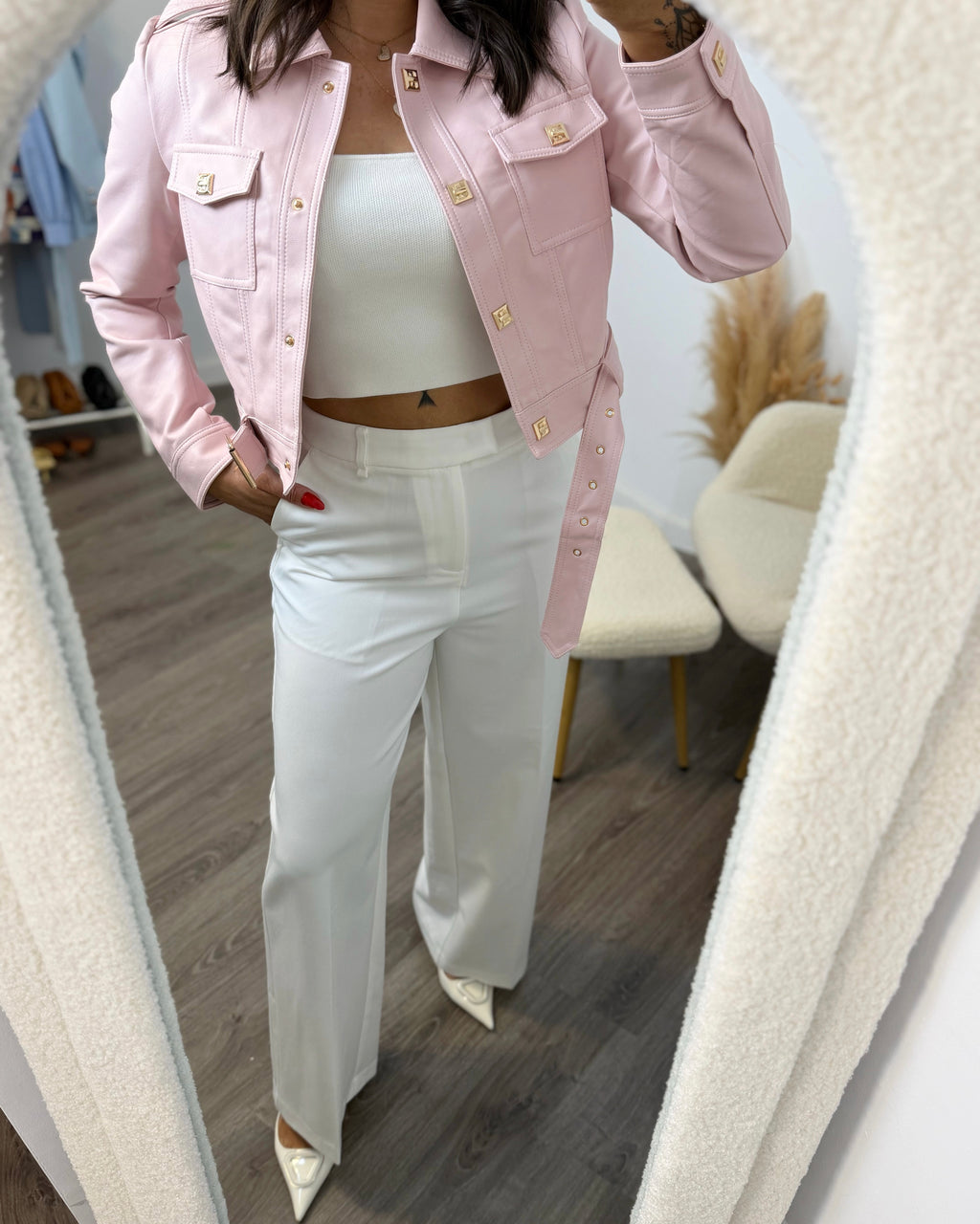 CAZADORA NOUVELLE CUIR ROSÉ