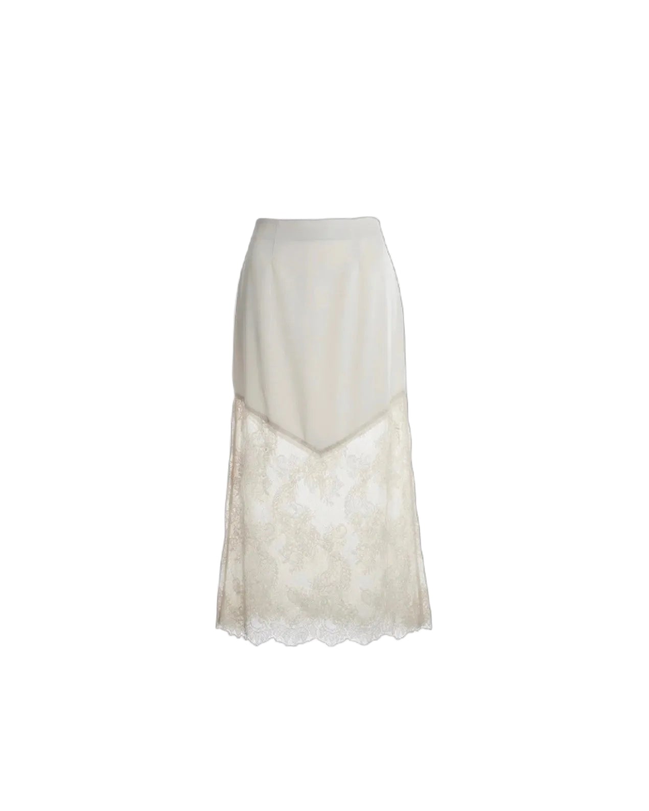 Falda satinada con encaje Beige