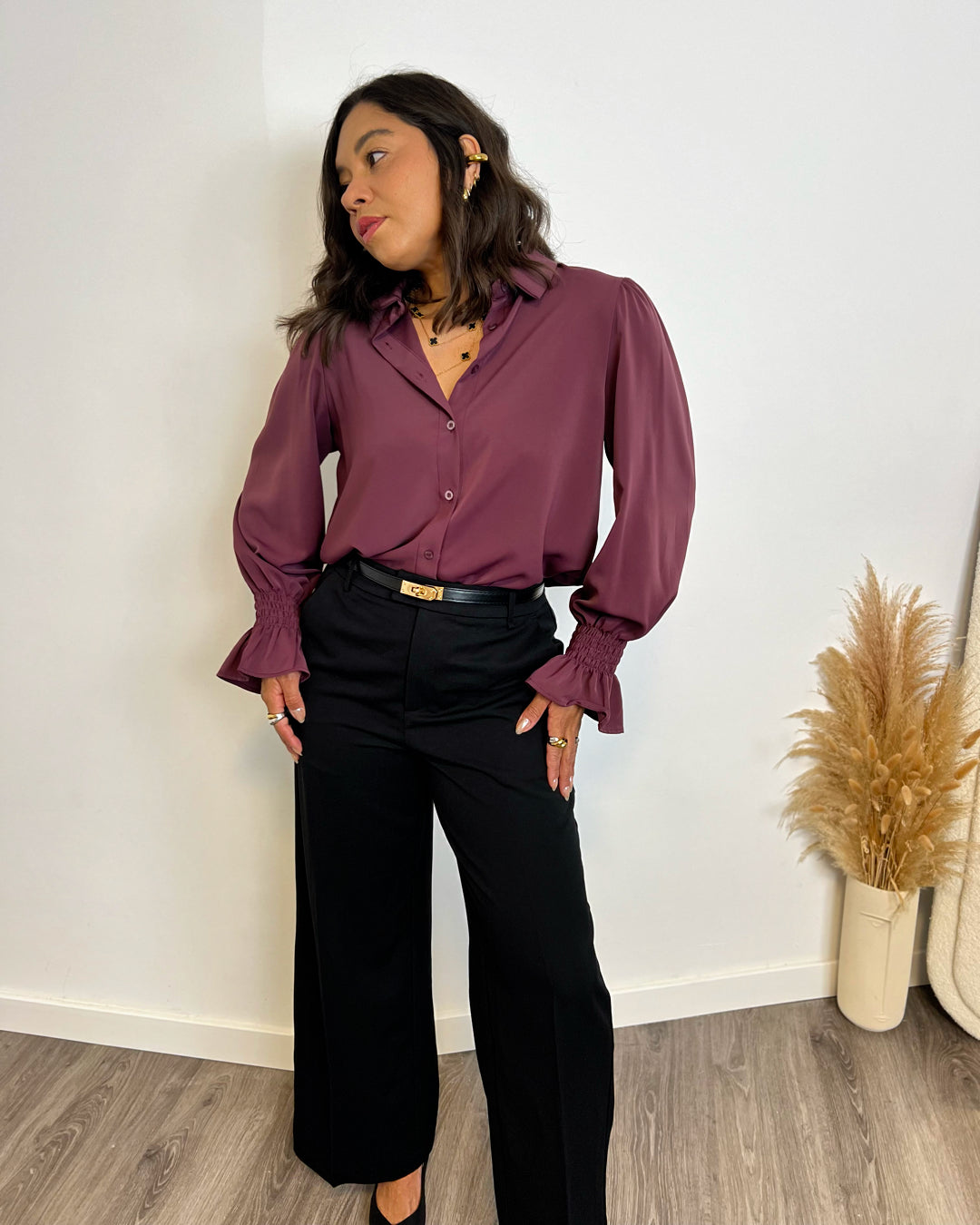 Blusa volante Morado