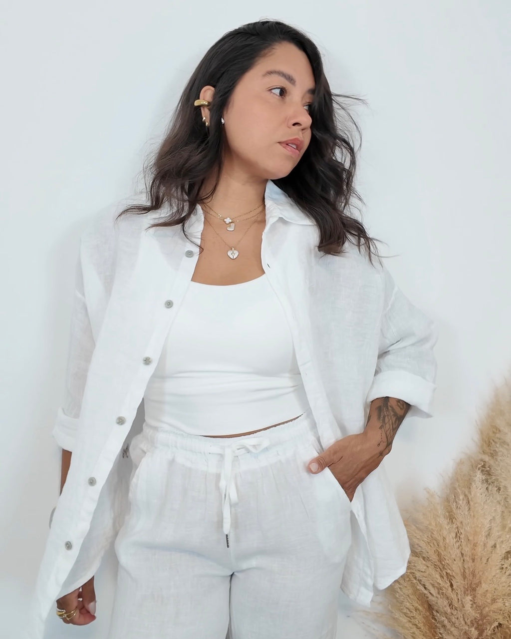 CAMISA 100% LINO BLANCO