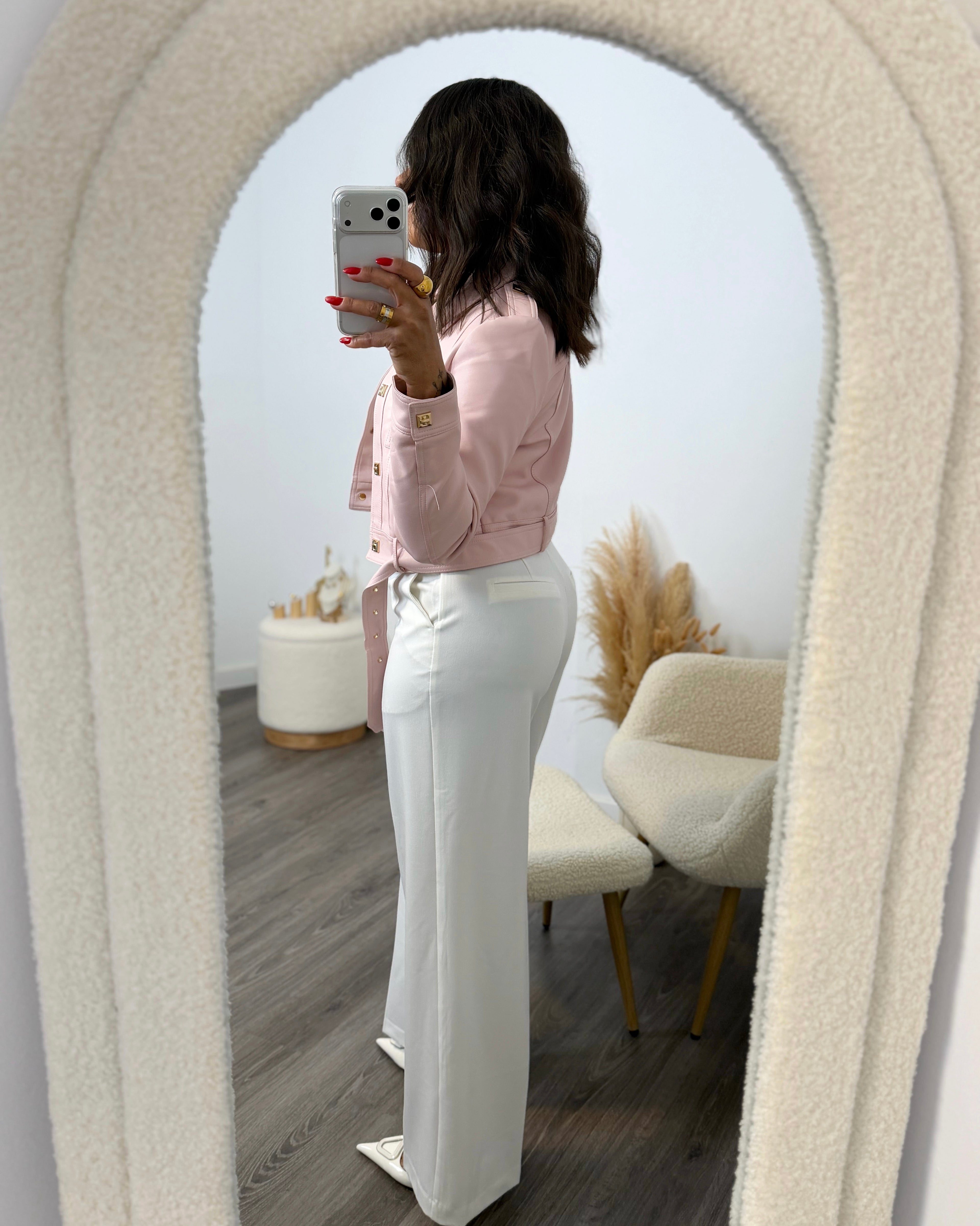 CAZADORA NOUVELLE CUIR ROSÉ