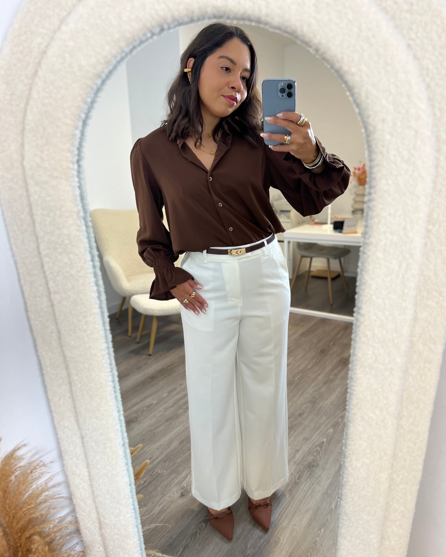 Blusa volante Marrón