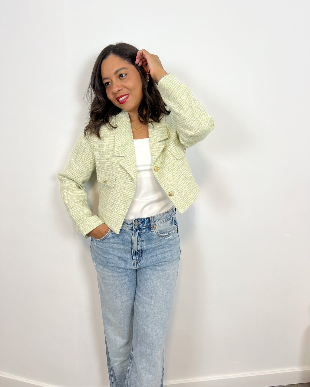 Chaqueta Tweed Green