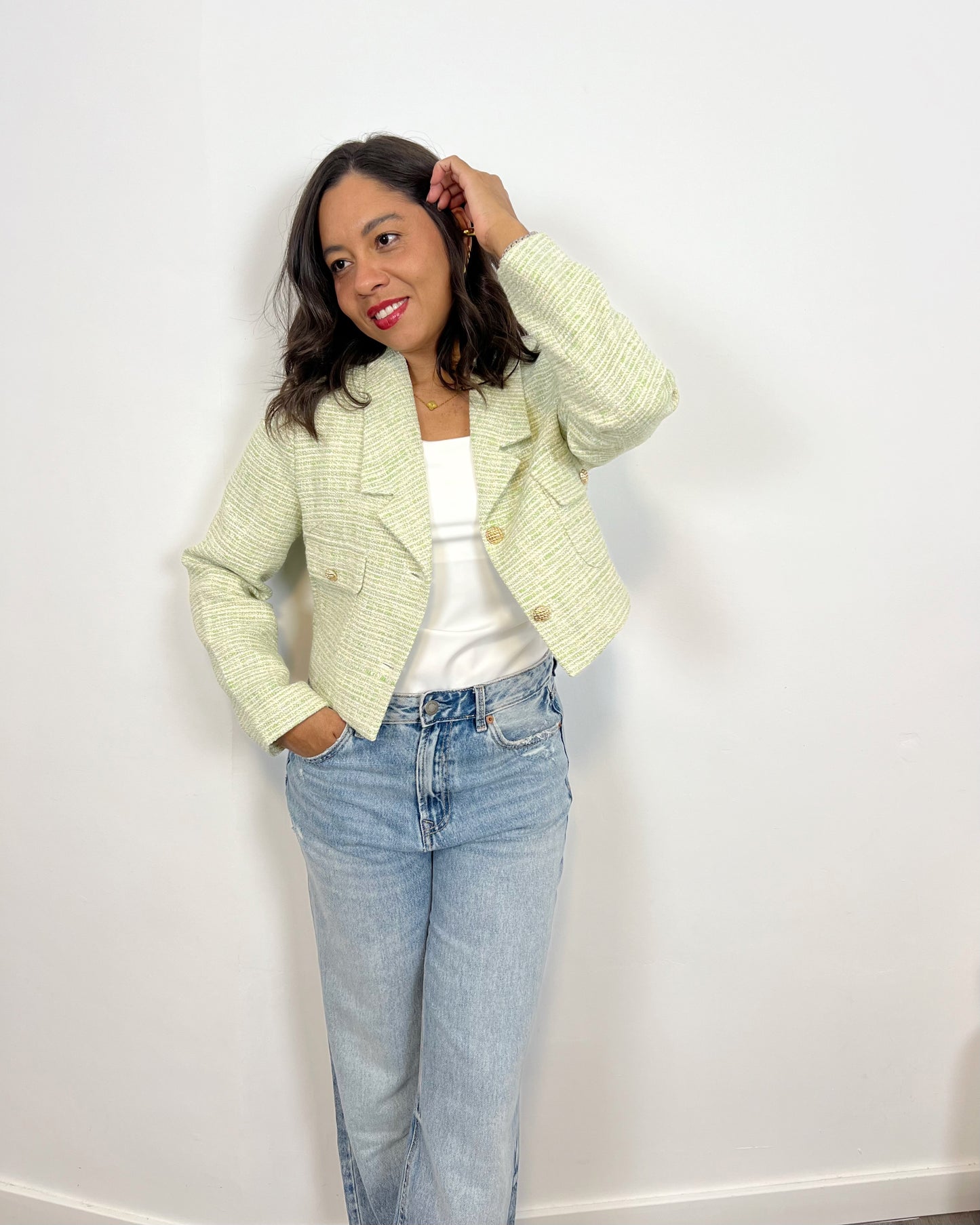 Chaqueta Tweed Green