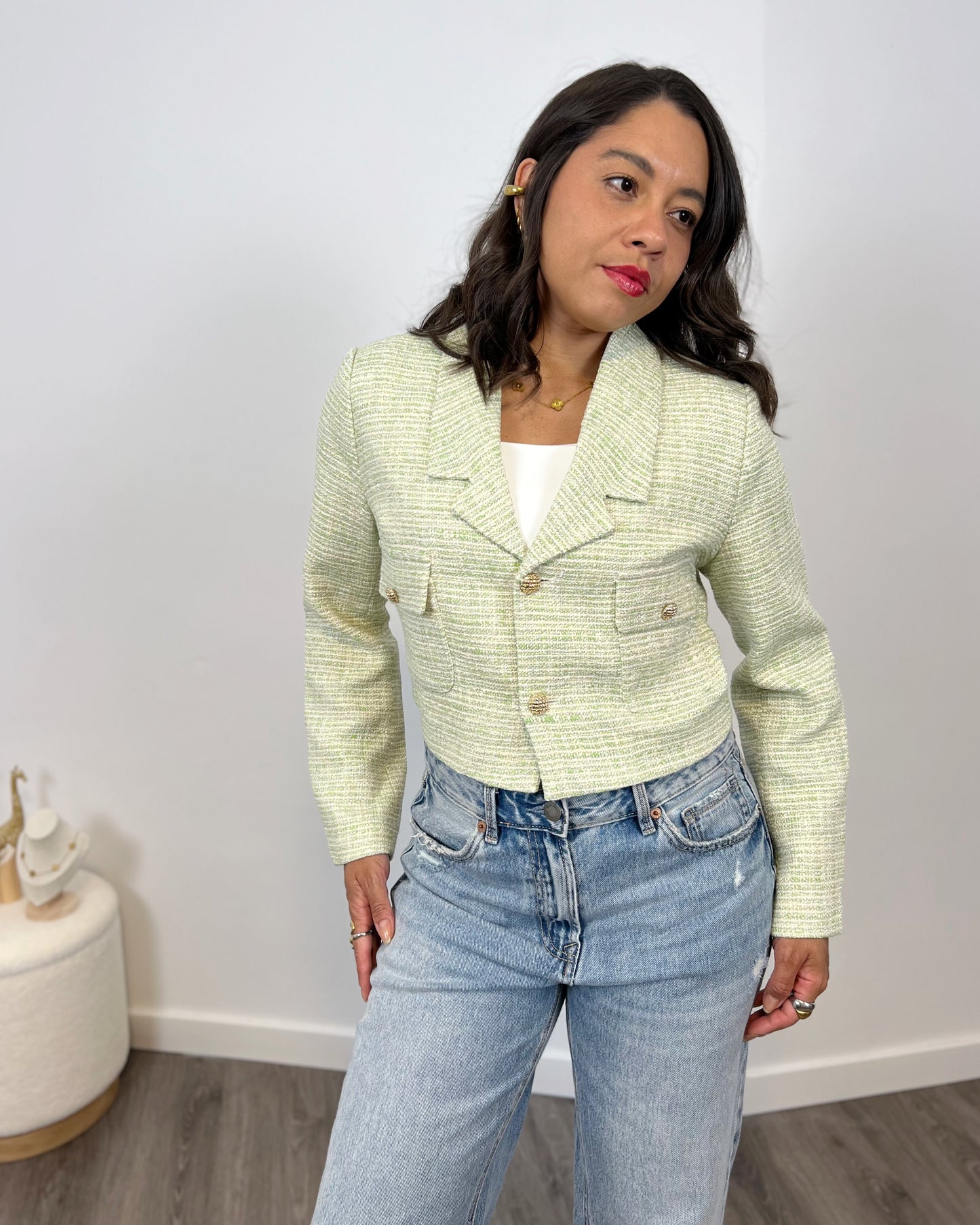 Chaqueta Tweed Green