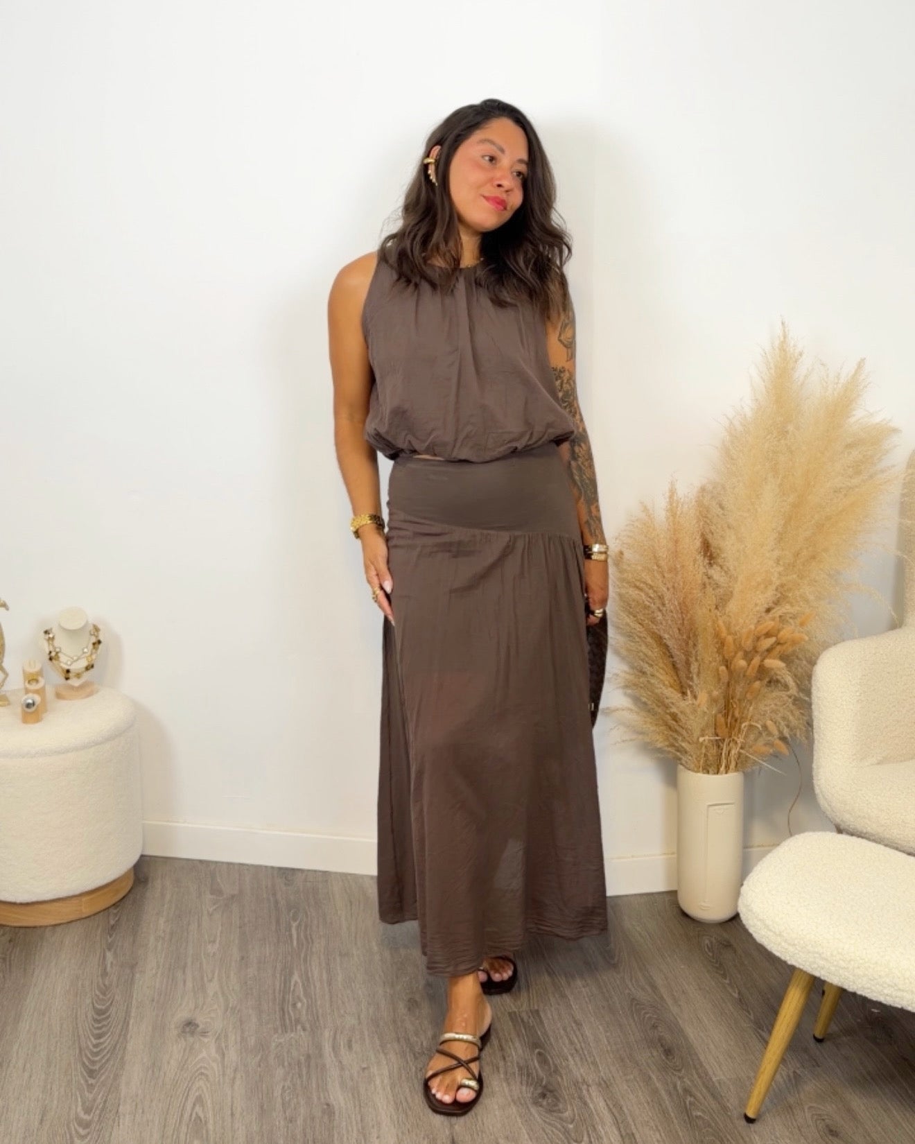 CONJUNTO PERLA MARRÓN