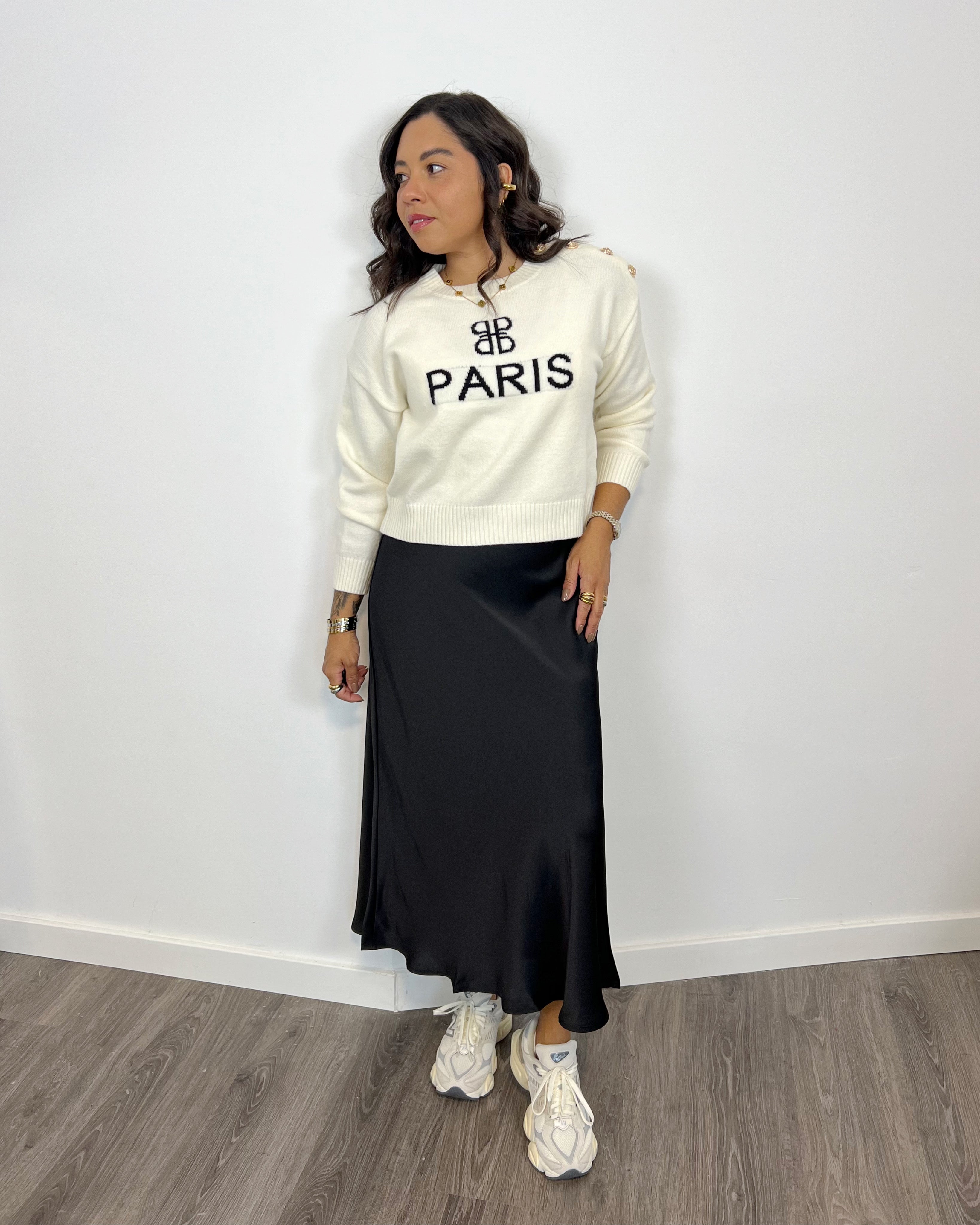 Falda satinada Negra