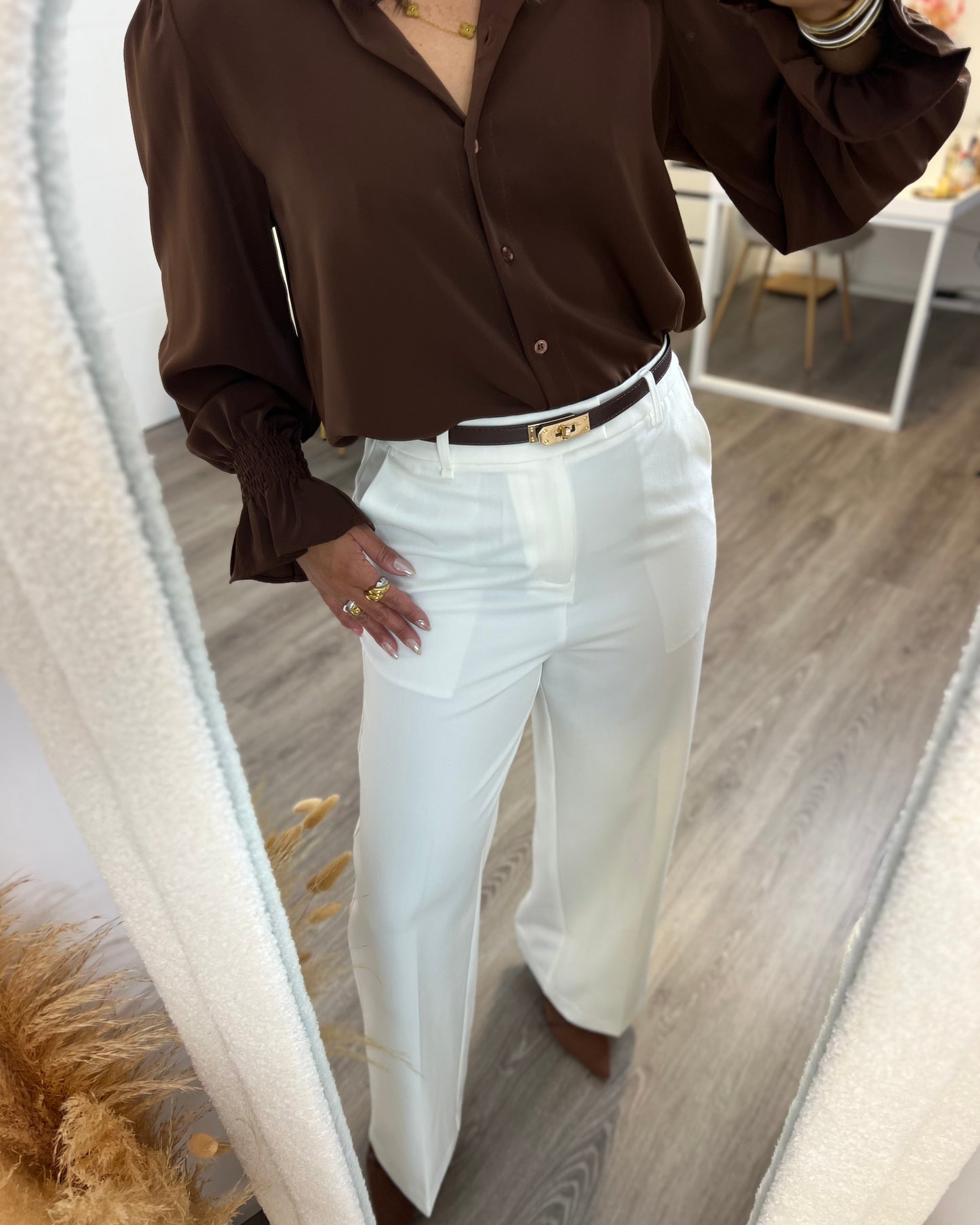 Blusa volante Marrón