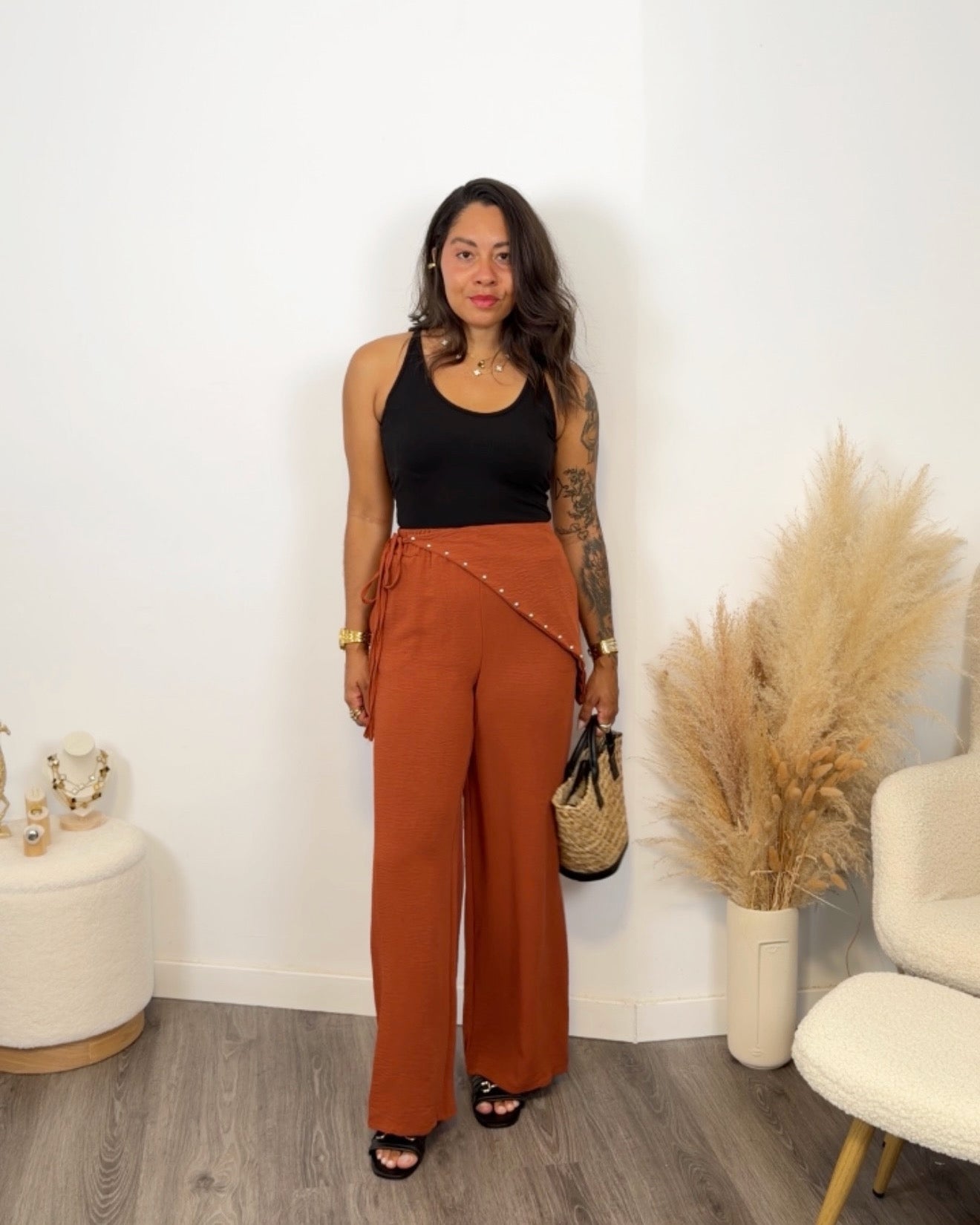 PANTALÓN PAÑUELO TEJA