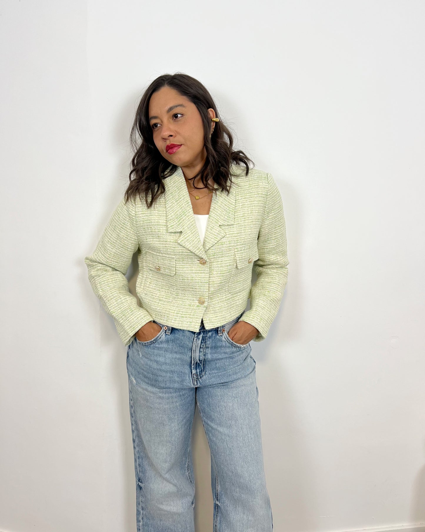 Chaqueta Tweed Green