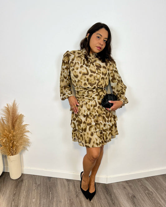 Vestido Animal Taupe