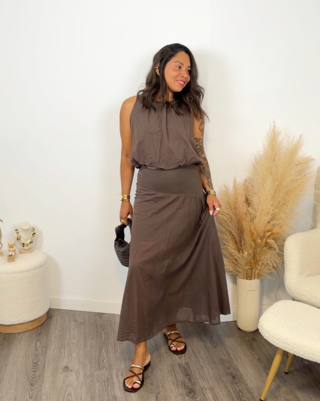 CONJUNTO PERLA MARRÓN